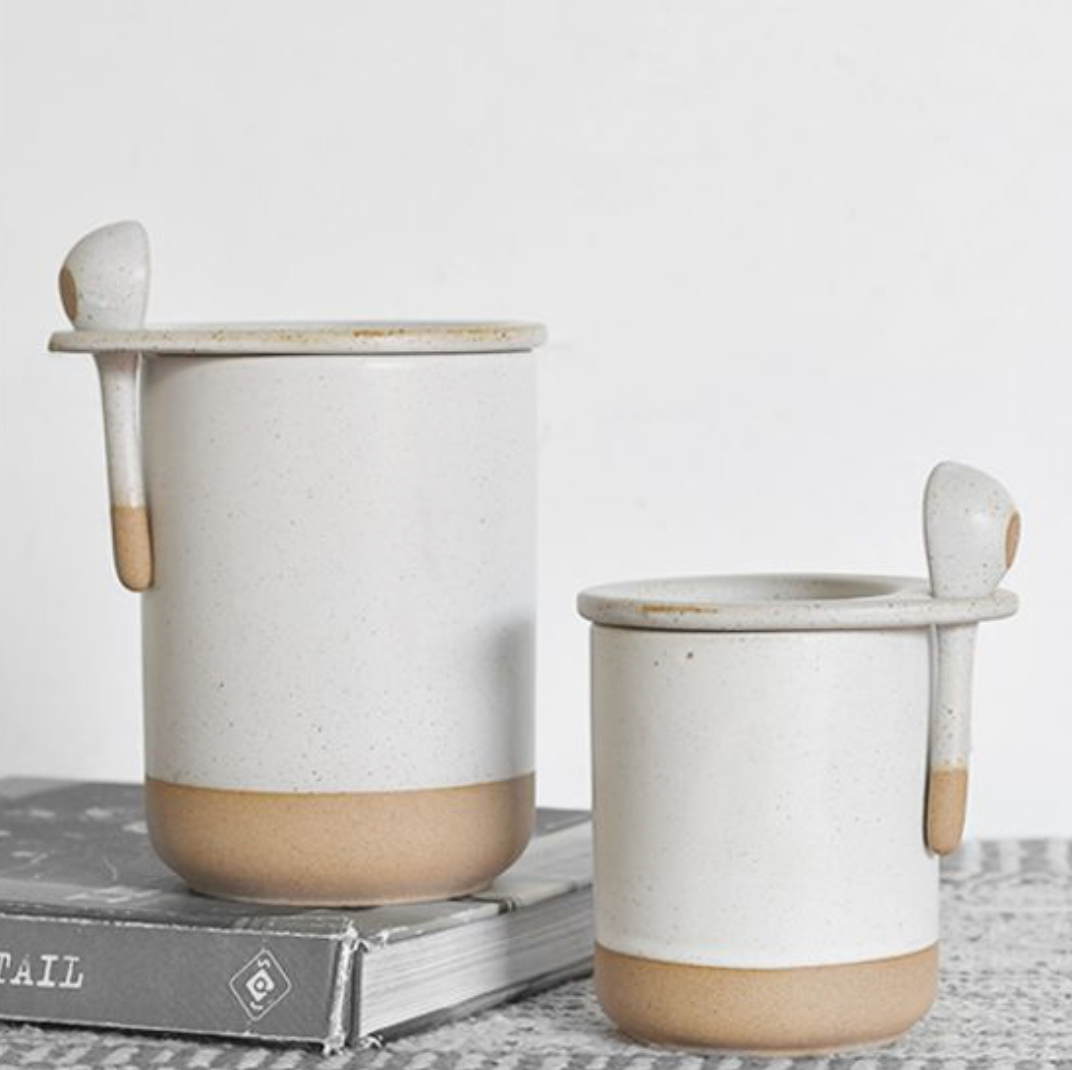 White Canister w/ Spoon
