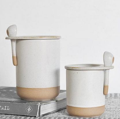 White Canister w/ Spoon
