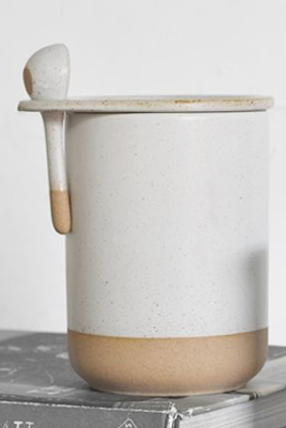 White Canister w/ Spoon