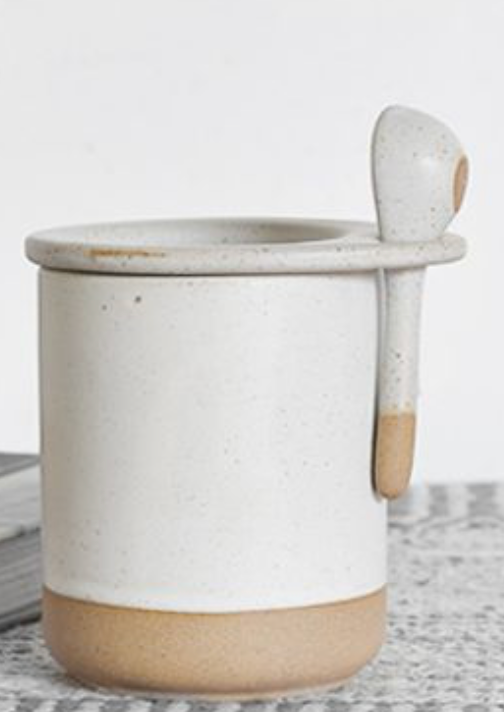 White Canister w/ Spoon