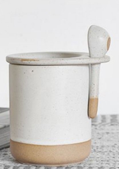 White Canister w/ Spoon