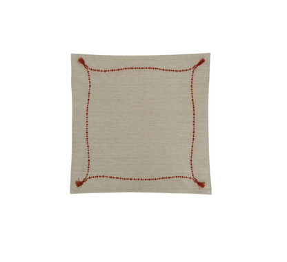Cotton Chambray Napkins with Embroidery and Tassel
