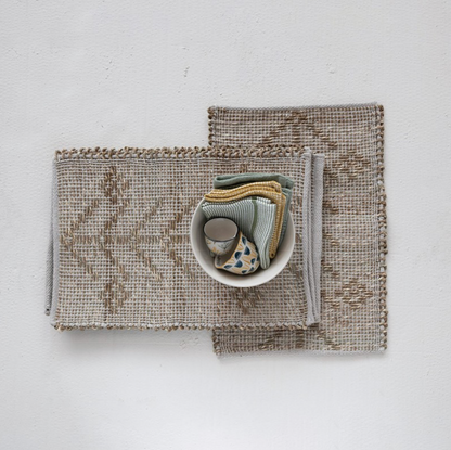 19"L x 13"W Woven Seagrass & Cotton Placemat, Natural
