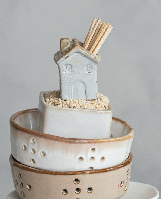 1-1/2"L x 2"H Stoneware Toothpick Holder, White