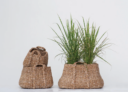 Woven Seagrass Baskets with Handles