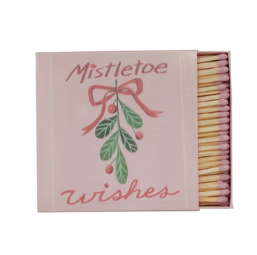 Safety Matches in Embossed Matchbox with Holiday Botanicals & Saying, 2 Styles ©