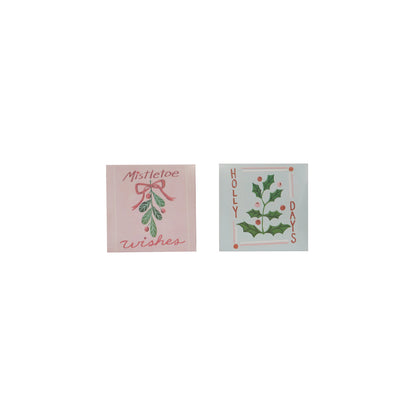 Safety Matches in Embossed Matchbox with Holiday Botanicals & Saying, 2 Styles ©