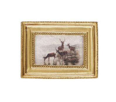 Resin Mini Framed Vintage Seasonal Art Magnet, Gold Finish, 9 Styles