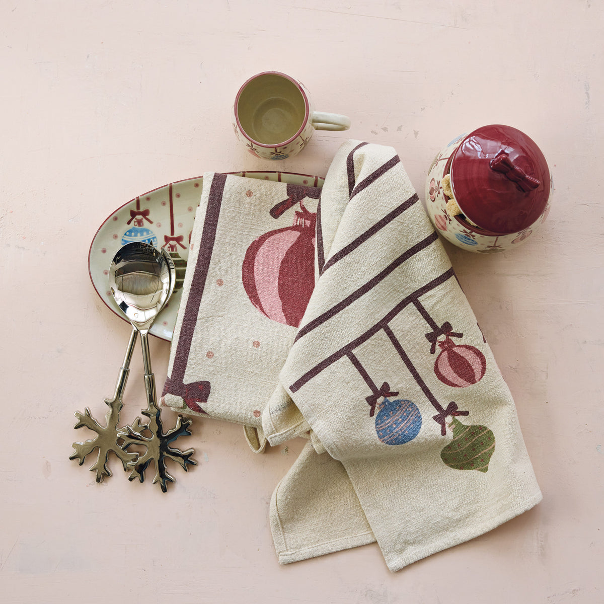 Tea Towel with Ornaments