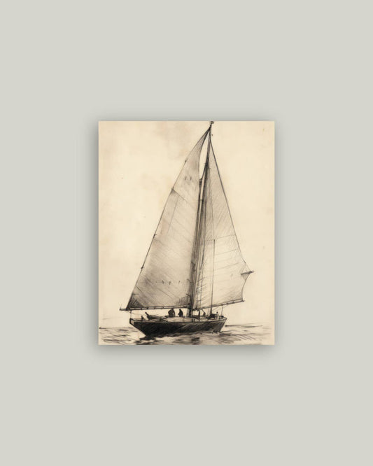 Vintage Sailboat Antique Artist Board