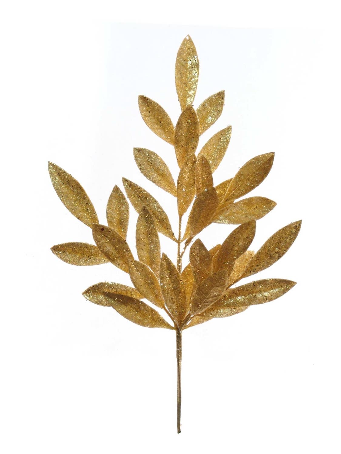 21" Gold Glitter Bay Leaf Spray Faux Christmas Collection