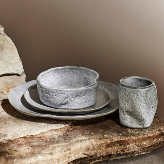 Atik Stoneware Dinnerware - Grey Speckled