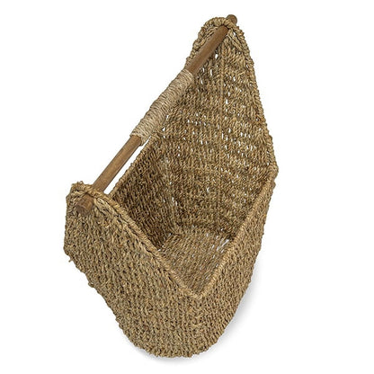 Kalani Large Sea Grass Utility Basket with Wood Handle 16in