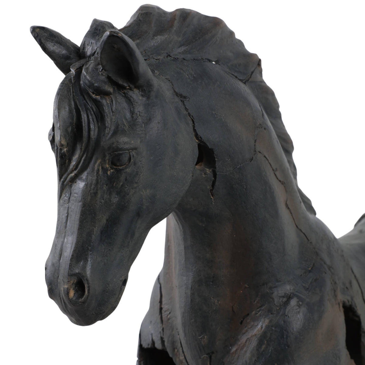 Sculpture - Brown Resin Cracked Horse On Stand,  16 in.