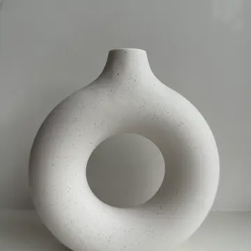 White Ceramic Circle Vase