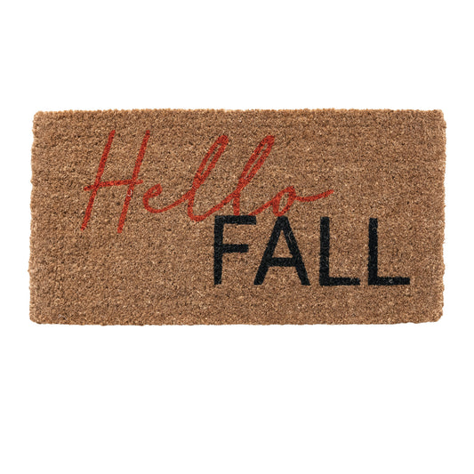 32"L x 16"W Natural Coir Doormat "Hello Fall", Multi Color