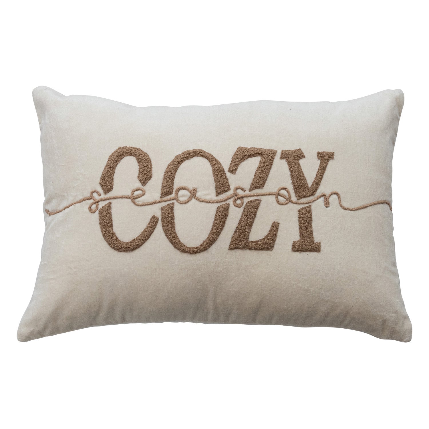 Woven Blend Velvet Lumbar Pillow with Tufting & Hand Embroidey