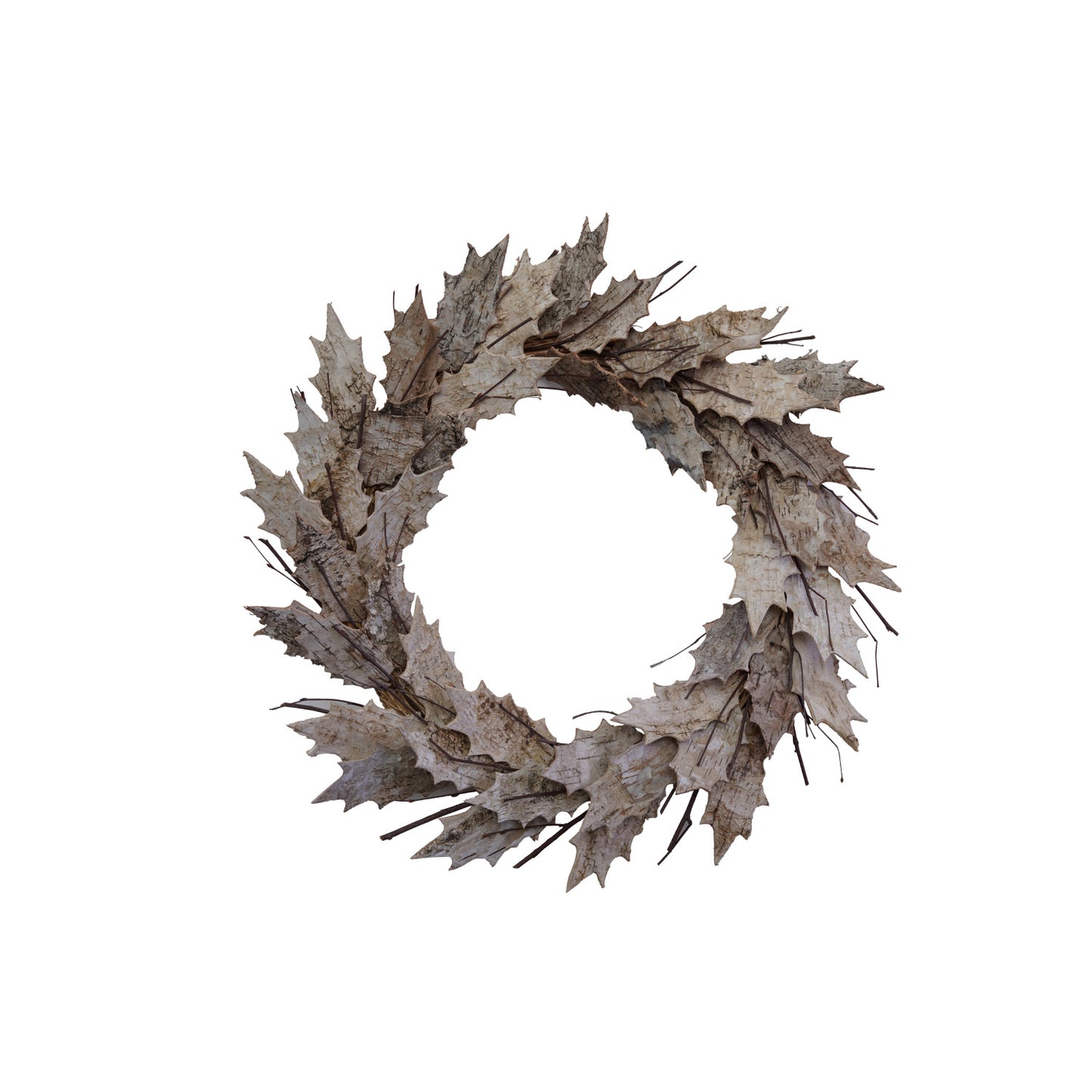 20-1/2" Round Birch Bark Leaf Wreath, Natural