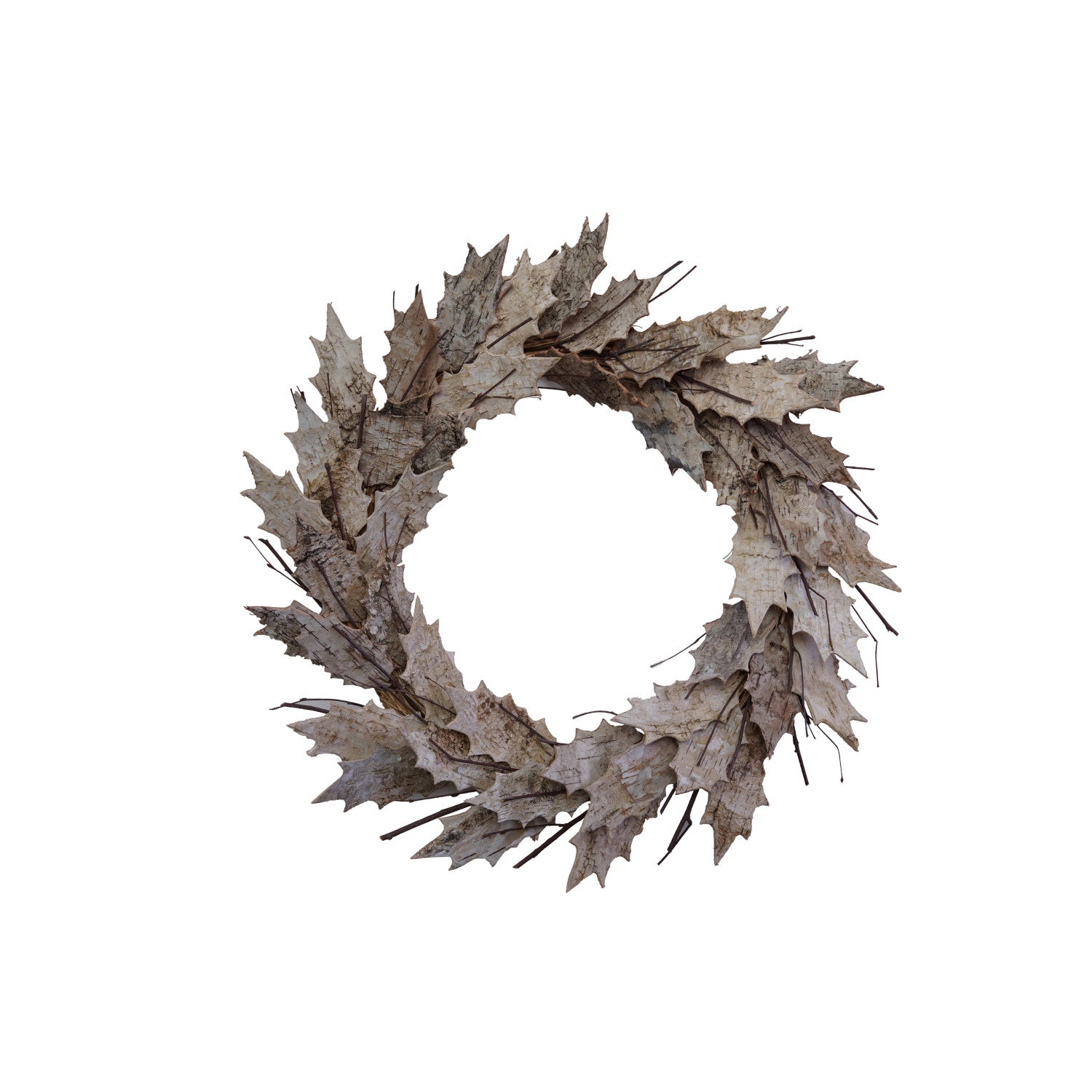 20-1/2" Round Birch Bark Leaf Wreath, Natural