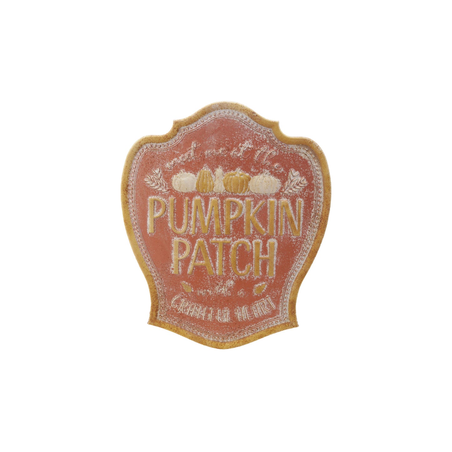 Embossed Metal Wall Décor "Pumpkin Patch", Distressed Finish ©