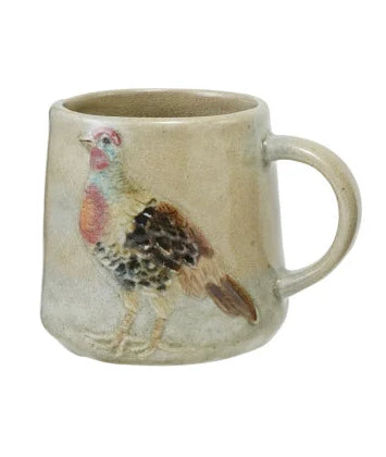 16 oz. Hand-Painted Embossed Stoneware Mug with Animal, 4 Styles (Each One Will Vary)