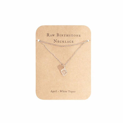 Raw Birthstone Necklace in Sterling Silver 18" + 2" extender
