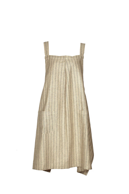 Apron Provincial Stripe Burnt Olive- Pinafore