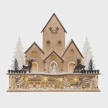 12" Multicolor Christmas Laser Cut Lodge