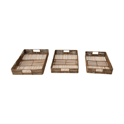 Hand-Woven Trays with Handles