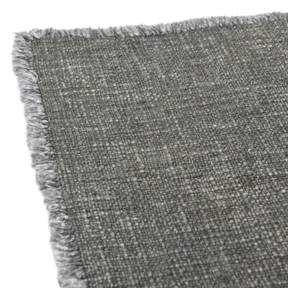 108"L x 14"W Linen Blend Table Runner w/ Frayed Edges, Charcoal Color
