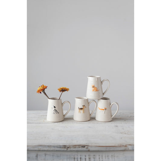 Hand-Painted Cat/Dog Stoneware Creamer