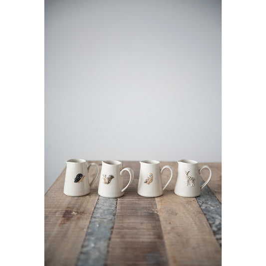 Hand-Painted Creamer with Forest Animal, 4 Styles
