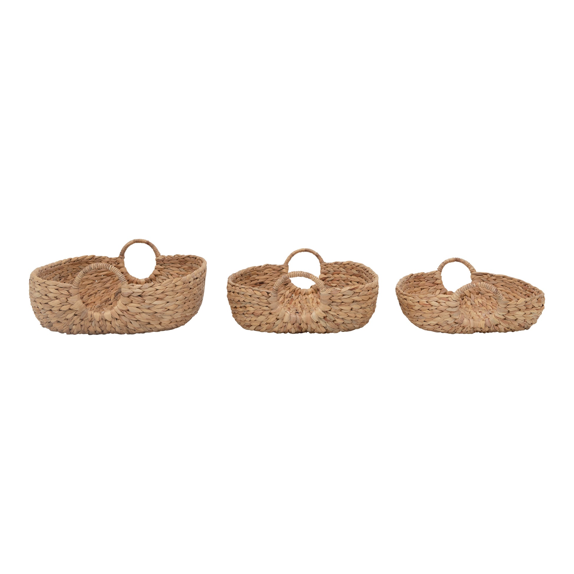 Hand-Woven Water Hyacinth Baskets, Set of 3