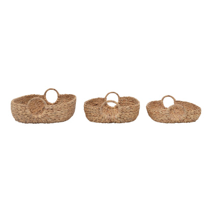 Hand-Woven Water Hyacinth Baskets, Set of 3