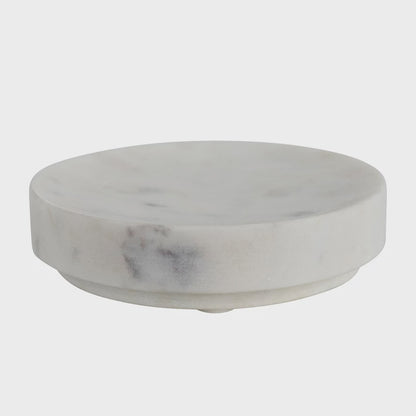 5" Round Marble Soap Dish, White