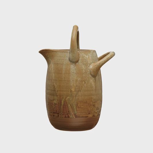 72 oz. Stoneware Watering Pitcher with Handles, Reactive Glaze
