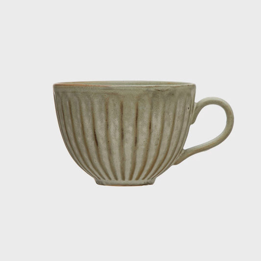 16 oz. Stoneware Pleated Mug, Reactive Glaze