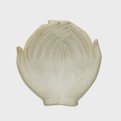 Stoneware Hands Bowl, Reactive Glaze