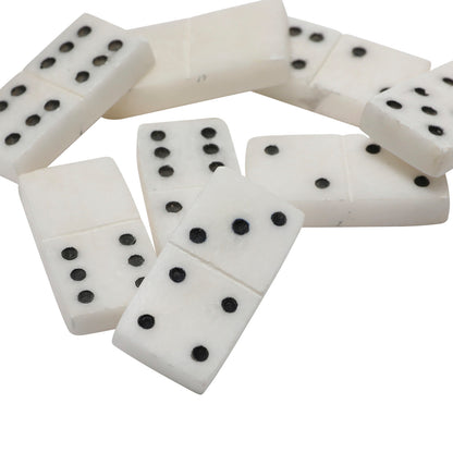 Handmade Alabaster Dominoes in Soapstone Box, Set of 29