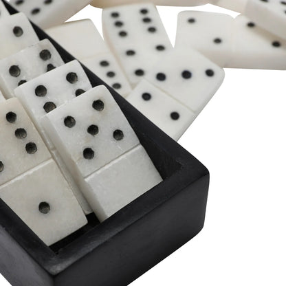 Handmade Alabaster Dominoes in Soapstone Box, Set of 29