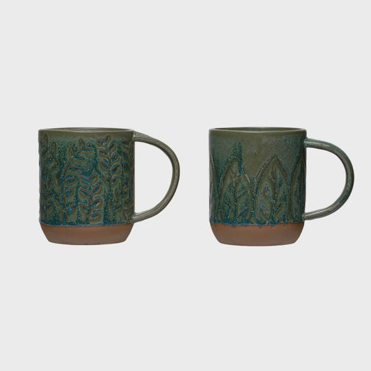 16 oz. Debossed Stoneware Mug, Green