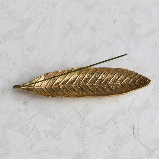 Embossed Leaf Shaped Incense Dish/Holder