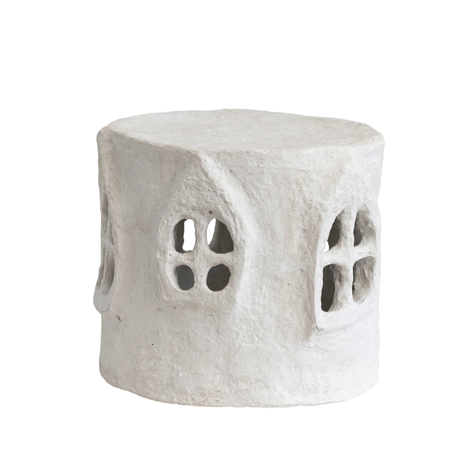 Handmade Paper Mache Pedestal, Cream Color