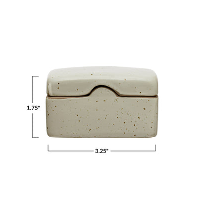 Stoneware Box w/ Lid, Reactive Glaze
