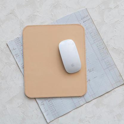 8-1/4"L x 9-1/2"H Leather Mouse Pad, Tan Color