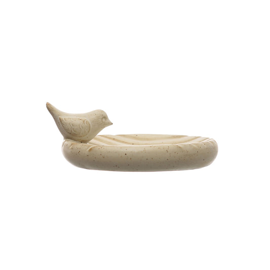 Debossed Stoneware Dish w/ Bird (Each One Will Vary)