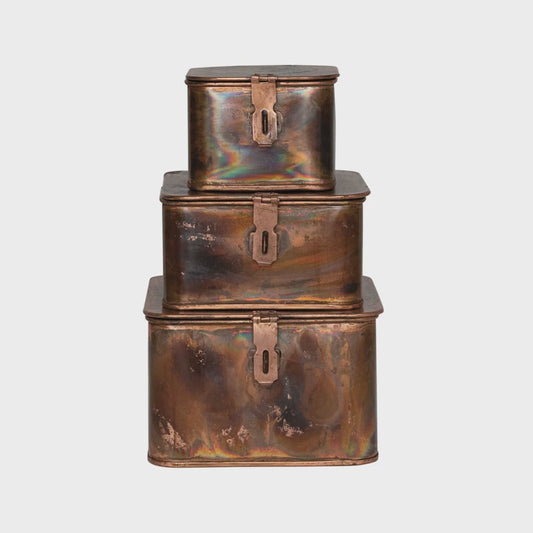 Decorative Metal Boxes, Burnt Copper Finish