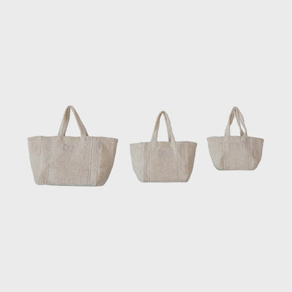 Cotton Terry Tote Bags w/ Handles, Natural