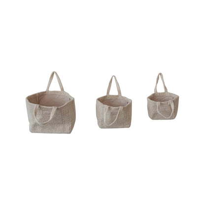 Cotton Terry Tote Bags w/ Handles, Natural
