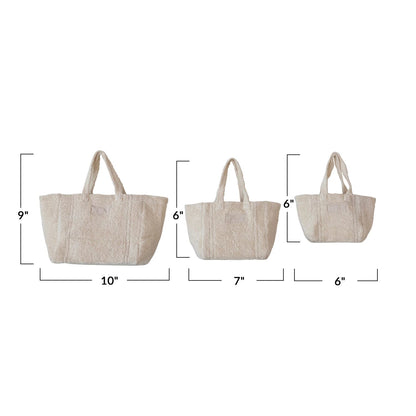 Cotton Terry Tote Bags w/ Handles, Natural
